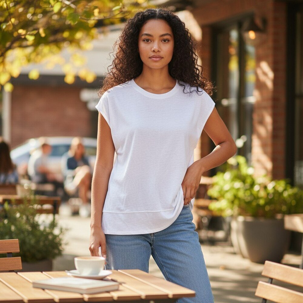 We The Free Medium White Sleeveless Round Neck Linen Blend Shirt Top Size M